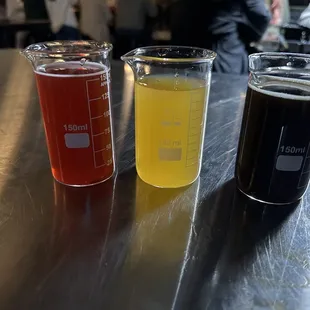 three different types of beer
