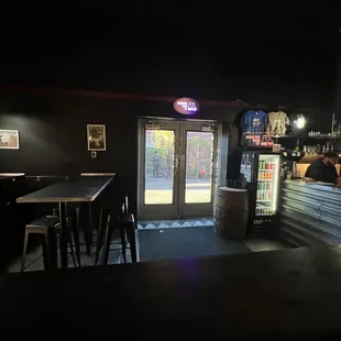a dimly lit bar
