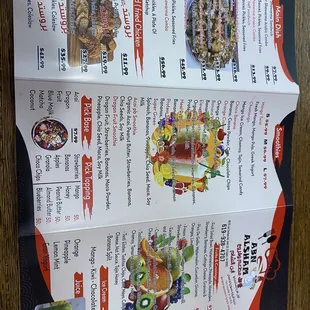 a menu for a restaurant