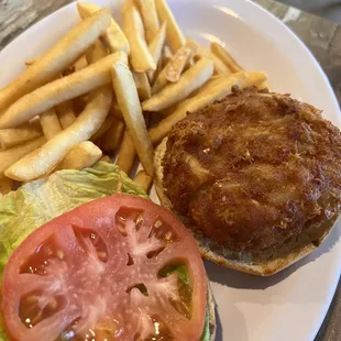 Crab cake sandwich.