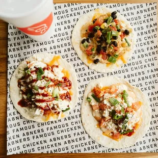 three tacos and a drink