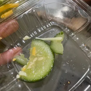 Rotten cucumbers in my side salad ...it's so hard to get a fresh salad these days that you yourself didn't have to prepare