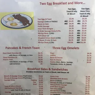 the breakfast menu