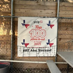  banner on a fence