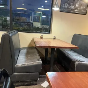 Worn down bench seating