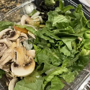 Side salad.  Pulled off the old mushy tomatoes.   Not worth ordering again.