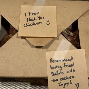 Sweet notes from Chef.