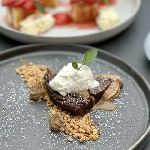 Strawberry shortcake and flourless chocolate torte