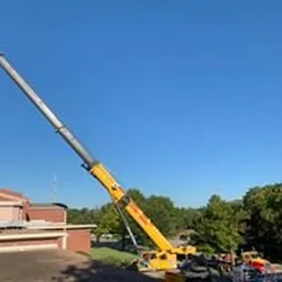 Lifting a new Trane Commercial Unit