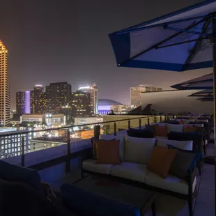 a view of a city at night