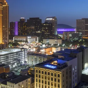 a view of a city at night
