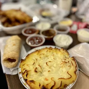 Shepards Pie and sausage roll