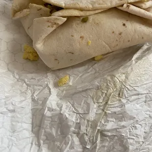 Sloppily wrapped burrito