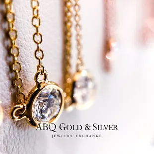 A station necklace for you in yellow, rose, or white? We custom make them using your stone or ours.