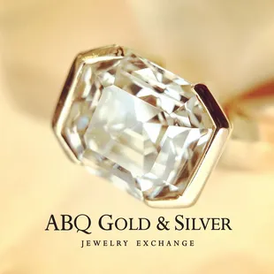 This 5.58ct Asscher solitaire has amazing lines! With a modern architectural setting this ring is a BIG statement!