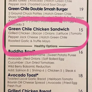 Menu description of what I ordered