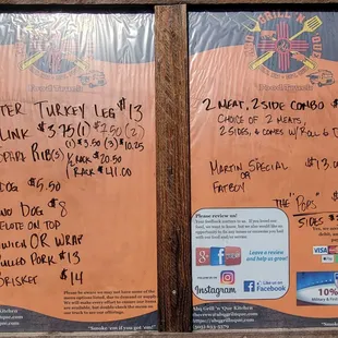 a menu for a restaurant