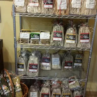 a display of olive oil products