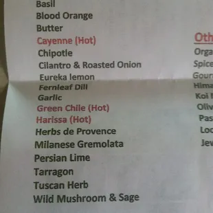 menu