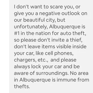 Warning received about my rental only after i checked in.