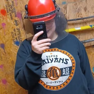 Me and my husband taking pictures of our hats!