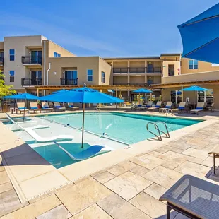 Expansive pool deck with ample seating