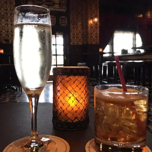 Glass of prosecco ($13) and a Magic Hattan ($12.50)