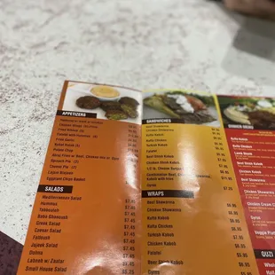 a menu on a table