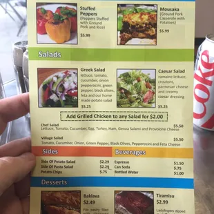a menu