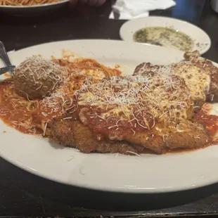 Chicken park with meatball and sausage