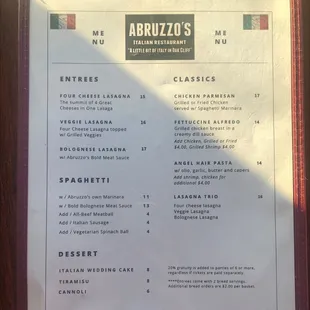 menu