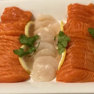 Their albacore tuna, local king salmon &amp; Hokkaido scallops sashimi style. Scallops are fantastic!