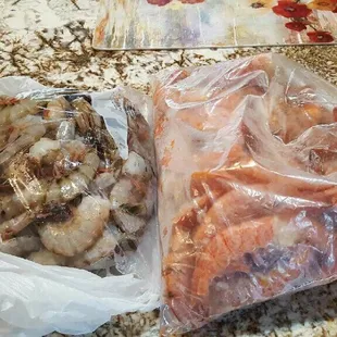 two bags of frozen shrimp