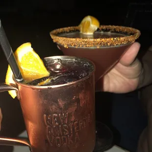 Whiskey Mule and a Blood Orange Martini - tasted Fab!