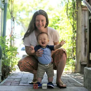 Danielle and little Liam posing there new hair