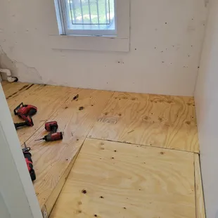 the floor being installed