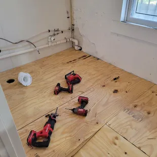the floor being remodeled
