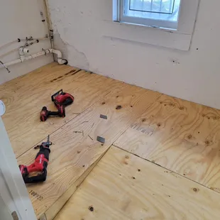 the floor being installed