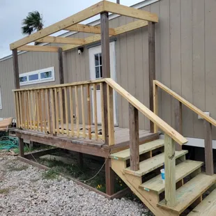 a mobile home being built