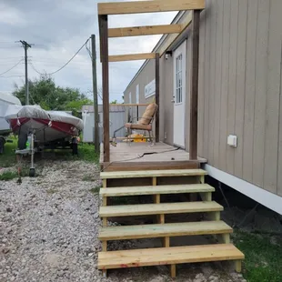 the steps leading to the house