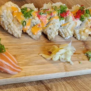 Salmon Nigiri and Sunset Roll