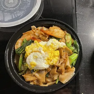 Pad see ew with shrimp takeout