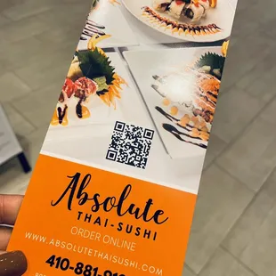Sushi menu