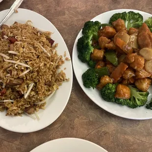 Pork fried rice, General&apos;s Tso Chicken