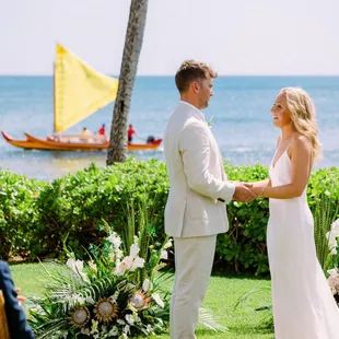 Saying our vows at Paradise Cove
