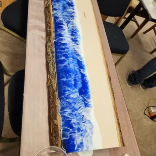 Live edge wood resin wave class