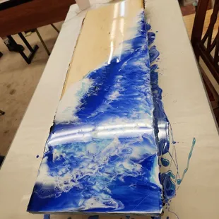 Resin waves class. Live edge wood.