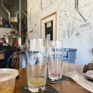 beer glasses on a table