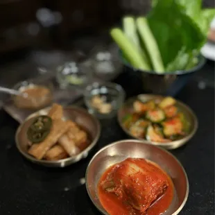 Banchan + Ssam: Complimentary first round; $3 each dish for subsequent rounds