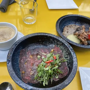 Soft shell crab on the right